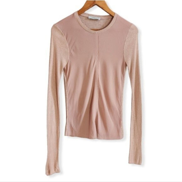Zara Tops - Zara Knit Blush Pink Chiffon Ribbed Knit Longsleeve Size S